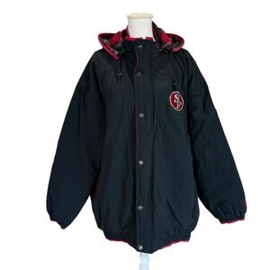 Vintage Starter San Francisco 49ers NFL Insulated Hooded Jacket‎ Black Men's XL